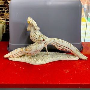 Rare-Antique Italian Porcelain Rainbow Pheasants (25”x12”).  Free Shipping!